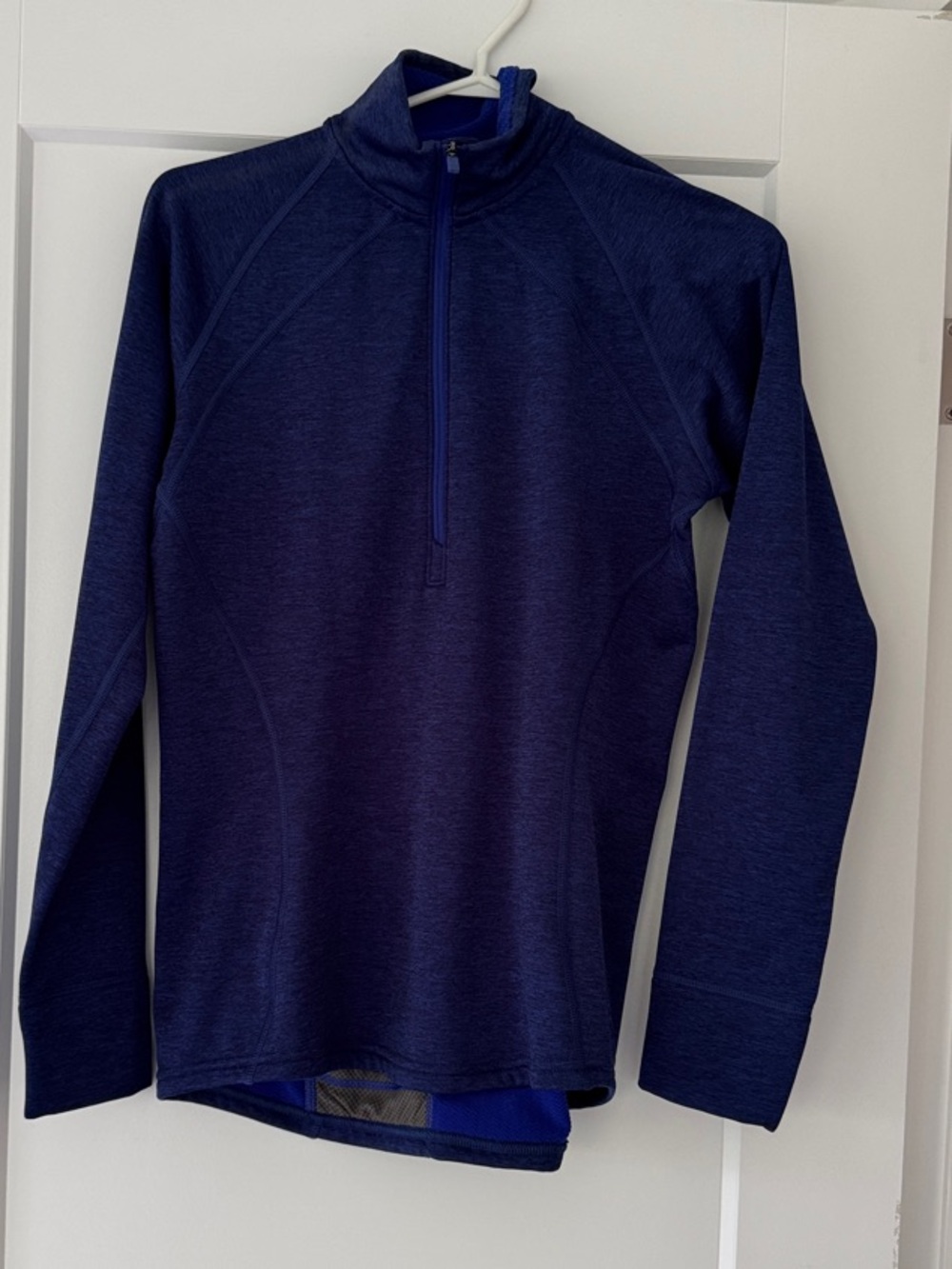 MEC women's Blue Quarter-Zip Performance Sweater